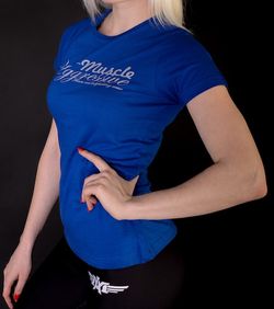 Dámske Fitness tričko – Dark blue logo – Muscle Aggressive M